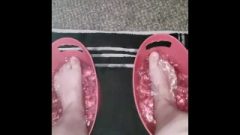 Innocent Wiggling Toes While Soaking Feet In Slo Mo