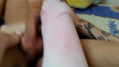 Polishing Nails Of My Girlfriend And Receives Rough Cum-Shot