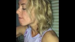 Seductive Fair-haired Slut Worshiping And Eating Cock Her Nasty Feet