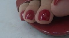 Crimson Sandals And Nails