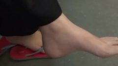 Candid Japanese Feet One Flip Flop Off